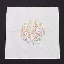 DIY Embroidery Fabric with Eliminable Pattern, Embroidery Cloth, Square, Flower Pattern, 28x27.6x0.05cm(DIY-P032-C06)