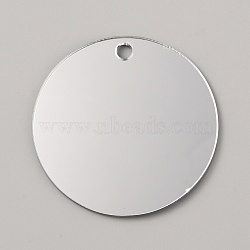 Acrylic Pendant, Flat Round, Silver, 50x1.5mm, Hole: 4mm(FIND-WH0421-22D)