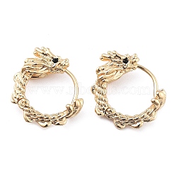 Brass Micro Pave Cubic Zirconia Hoop Earrings for Women, Dragon, Golden, 17.5x5.5(EJEW-U029-01G-01)