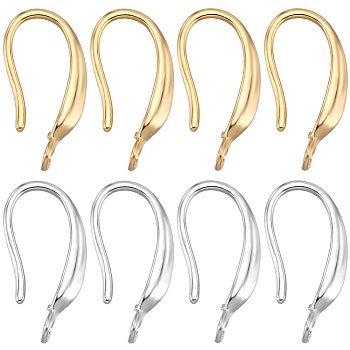 28Pcs 2 Colors Rack Plating Eco-friendly Brass Earring Hooks, Ear Wire, with Vertical Loop, Mixed Color, 16x2.5mm, Hole: 1.5mm, Pin: 1mm, 14Pcs/color