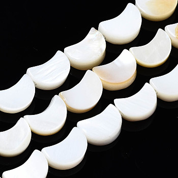 Natural Freshwater Shell Beads Strands, Moon, 8x5~6x2~3mm, Hole: 0.9mm, about 44pcs/strand, 13.78 inch(35cm)
