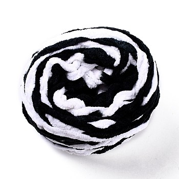 Soft Crocheting Yarn, Thick Knitting Yarn for Scarf, Bag, Cushion Making, Black, 7~8mm, 65.62 yard(60m)/roll