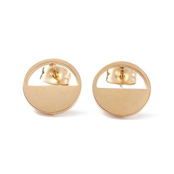Half Round Hollow 304 Stainless Steel Stud Earrings for Women, Golden, 11.5mm, Pin: 0.7mm