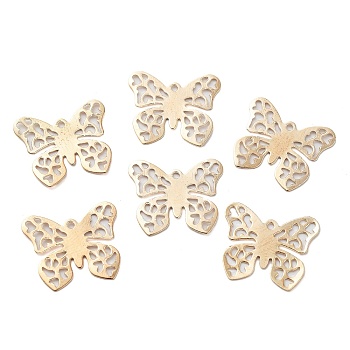 Iron Pendants, Butterfly, Golden, 14x16x0.2mm, Hole: 1mm