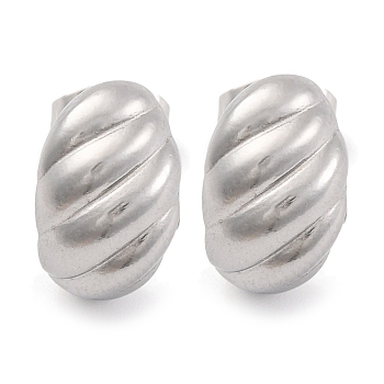 Non-Tarnish Oval 304 Stainless Steel Stud Earrings, Stainless Steel Color, 13x8mm