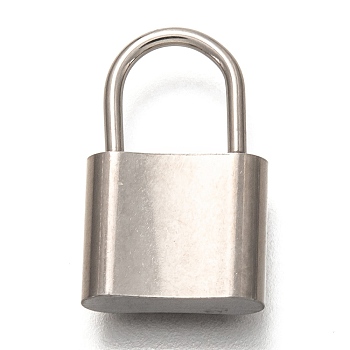 304 Stainless Steel Pendants, PadLock, Stainless Steel Color, 17.5x11x3.5mm, Hole: 6.5x7.5mm