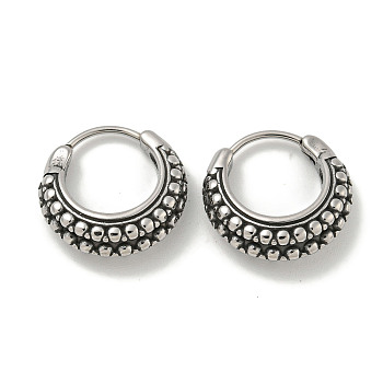 316 Surgical Stainless Steel Hoop Earrings for Women and Men, Ring, Antique Silver, 16.5x17mm