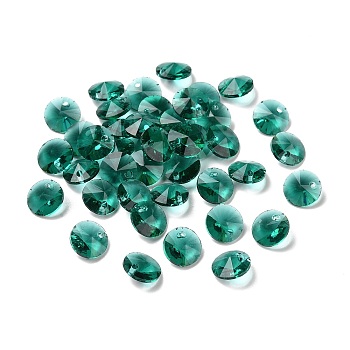 Glass Charms, Faceted, Cone, Dark Sea Green, 8x4mm, Hole: 1~1.2mm