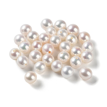 Natural Cultured Freshwater Pearl Beads, Half Drilled, Grade 5A, Round, WhiteSmoke, 5~5.5mm, Hole: 0.9mm