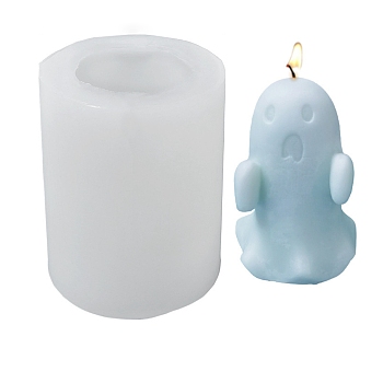 DIY Halloween Theme Ghost-shaped Candle Making Silicone Molds, Resin Casting Molds, Clay Craft Mold Tools, White, 81x66mm, Inner Diameter: 46mm