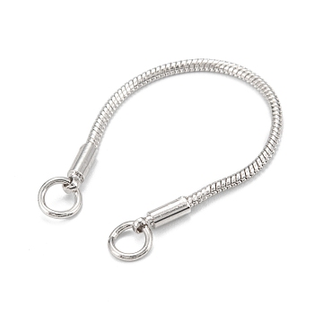Brass Snake Chains Link Connectors, Jump Rings, Long-Lasting Plated, Real Platinum Plated, 87x2mm, Hole: 4mm