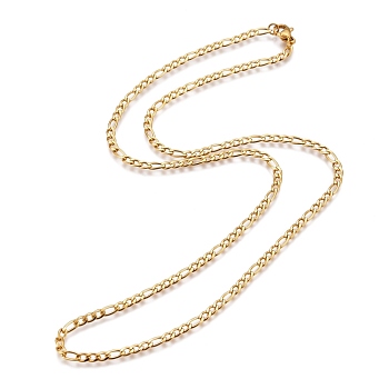 304 Stainless Steel Figaro Chain Necklaces, with Lobster Claw Clasps, Golden, 19.6 inch(50cm), 3mm