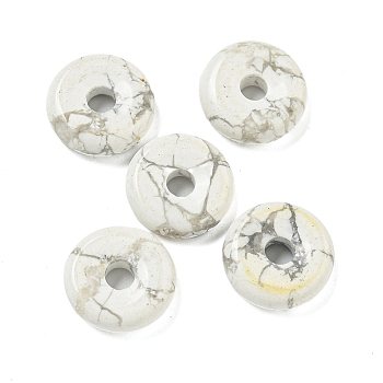 Natural Howlite Donut/Pi Disc Charms, 12~13x3~4mm, Hole: 3mm