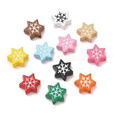 Mixed Color Snowflake Alloy Beads