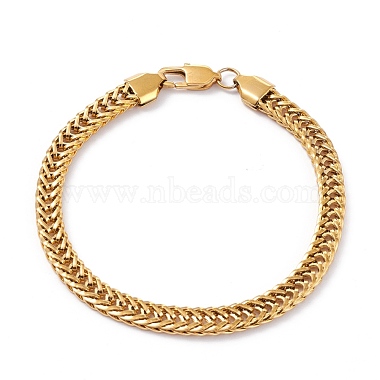 Vacuum Plating 304 Stainless Steel Wheat Chain Necklaces & Bracelets Jewelry Sets(SJEW-I207-02G)-3