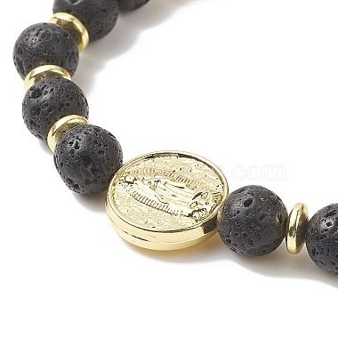 Bracelet extensible en perles de vierge marie naturelles et synthétiques mélangées avec des pierres précieuses et du laiton pour femme(BJEW-JB09322)-2