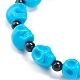 Natural Mashan Jade Skull Beaded Stretch Bracelet with Synthetic Turquoise(Dyed) Cross Charm(BJEW-JB08378-04)-5