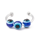 Rotating Round Evil Eye Beaded Open Cuff Ring(RJEW-H102-03P)-1