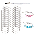 20Pcs Brass European Style Bracelet Jewelry Making, with Lobster Claw Clasps and Iron End Chains, with 1Pc Iron and PVC and Acrylic Alligator Memo Clips, Stainless Steel Color, 6-3/4 inch(170mm)x3mm(STAS-SC0020-84)