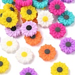 Silicone Focal Beads, Daisy Flower, Mixed Color, 18x6mm, Hole: 2mm(SIL-G012-01)