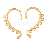 Alloy Ear Cuff Findings, Climber Wrap Around Earring Findings, with Horizontal Loops, Long-Lasting Plated, Golden, 58x34mm(PALLOY-N176-09G)
