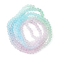 2 Strand Transparent Glass Beads Strands, Faceted(32 Facets), Round, Medium Sea Green, 4~4.5mm, Hole: 1mm, about 90~95pcs/strand, 13.98 inch(35.5cm)(GLAA-YW0001-54)
