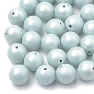 Spray Painted Style Acrylic Beads, Rubberized, Round, Pale Turquoise, 8mm, Hole: 1mm, about 1800pcs/500g(MACR-T010-8mm-02)