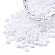 Opaque Luster Czech Glass Seed Beads, 2-Hole, Oval, WhiteSmoke, 5x3.5x2.5mm, Hole: 0.9mm, about 500g/bag(SEED-N004-005-D01)