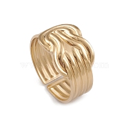 Ion Plating(IP) 304 Stainless Steel Knot Open Cuff Rings for Women, Real 14K Gold Plated, US Size 6(16.5mm)(RJEW-G285-16G)