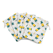 Polycotton(Polyester Cotton) Packing Pouches Drawstring Bags, with Pineapple Printed, Colorful, 18x13cm(ABAG-T007-02J)