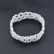 Bling Glass Beaded Stretch Bracelet, Braided Flower Bracelet for Women, Clear, Inner Diameter: 2 inch(5cm)(BJEW-N018-03-03)