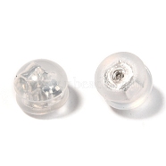316 Surgical Stainless Steel Ear Nuts, with TPE Plastic  Findings, Earring Backs, Half Round/Dome, Stainless Steel Color, 4.5x5mm(KY-H004-01P)