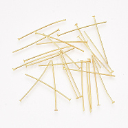 Brass Flat Head Pins, Cadmium Free & Nickel Free & Lead Free, Golden, 30x0.75~0.8mm, 20 Gauge, about 8000pcs/1000g, Head: 1.8mm(HP3.0cmCY-G-NF)
