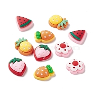 Opaque Resin Cabochons, DIY Accessories, Strawberry & Pineapple & Carrot & Watermelon & Peach & Flower, Mixed Color, 19~22x16~19x7~9mm(RESI-G031-25)