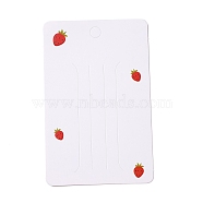 Paper Hair Clip Display Cards, Rectangle with Strawberrty Pattern, White, 11x7x0.04cm, Hole: 7.3mm(CDIS-F005-12)