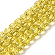 Drawbench Transparent Glass Round Beads Strands, Spray Painted, Goldenrod, 8mm, Hole: 1.3~1.6mm, about 100pcs/strand, 31.4 inch(X-GLAD-Q012-8mm-06)