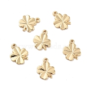 Rack Plating Brass Charms, Long-Lasting Plated, Cadmium Free & Lead Free, Clover, Golden, 11x9x1mm, Hole: 1mm(KK-D083-19G)