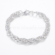 304 Stainless Steel Link Bracelets, with Lobster Claw Clasps, Silver Color Plated, 8-1/4 inch(210mm)x7.5mm(BJEW-I252-08S)