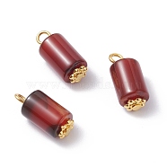 Dyed Natural Agate Pendants, with Alloy Daisy Spacer Beads and Iron Flat Head Pin, Golden, Column, 17.5~18x8mm, Hole: 2.3mm(PALLOY-JF01082-02)