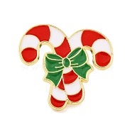 Christmas Theme Enamel Pins, Alloy Brooches for Backpack Clothes, Candy Cane, 18x20x1mm(JEWB-M043-01D)