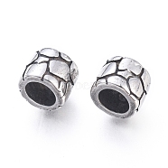 304 Stainless Steel European Beads, Large Hole Beads, Column, Antique Silver, 5.7x7mm, Hole: 4.5mm(STAS-M274-111AS)