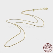 925 Sterling Silver Box Chain Necklaces, with Spring Ring Clasps, with 925 Stamp, Real 18K Gold Plated, 16 inch(40cm), hole: 1mm, Pin: 0.8mm(STER-F039-40cm-13G)