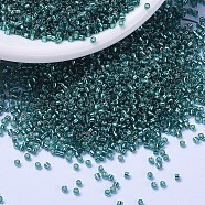 MIYUKI Delica Beads, Cylinder, Japanese Seed Beads, 11/0, (DB1208) Silver Lined Caribbean Teal, 1.3x1.6mm, Hole: 0.8mm, about 2000pcs/10g(X-SEED-J020-DB1208)