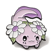 Salamander Flower Alloy Enamel Pins, Axolotls Brooch, Plum, 31.5x29x1.5mm(JEWB-B014-03E)