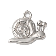 Non-Tarnish 304 Stainless Steel Pendants, Snail Charm, Stainless Steel Color, 16x16x2mm, Hole: 1.8mm(STAS-N103-74P)