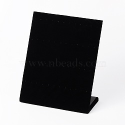 Wood with Velours L-Shaped Earring Holder Display Stands, Rectangle, Black, 23x20x8cm(EDIS-O001-01)
