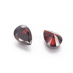 Cubic Zirconia Pointed Back Cabochons, Grade A, Faceted, teardrop, Dark Red, 9x6x4mm(ZIRC-M006-9x6mm-015)