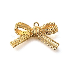 Brass Pendants, Bowknot Charms, Real 18K Gold Plated, 12x20.5x3mm, Hole: 1.2mm(KK-K294-23G)