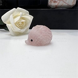 Natural Rose Quartz Carved Healing Hedgehog Figurines, Reiki Energy Stone Display Decorations, 50mm(PW-WG32934-03)