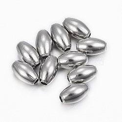 304 Stainless Steel Beads, Rice, Stainless Steel Color, 7x4mm, Hole: 1.2mm(STAS-H396-A-06P)